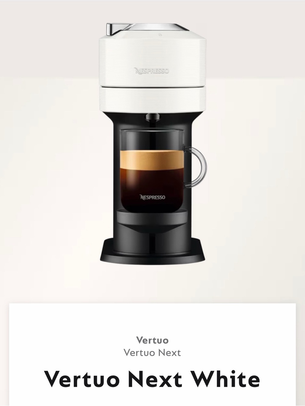 Nespresso Vertuo Next White Coffee & Espresso Machine